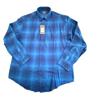John Bartlett Consensus Mens Blue Ombre Plaid Button Down Shirt CN5FT320Y‎ L